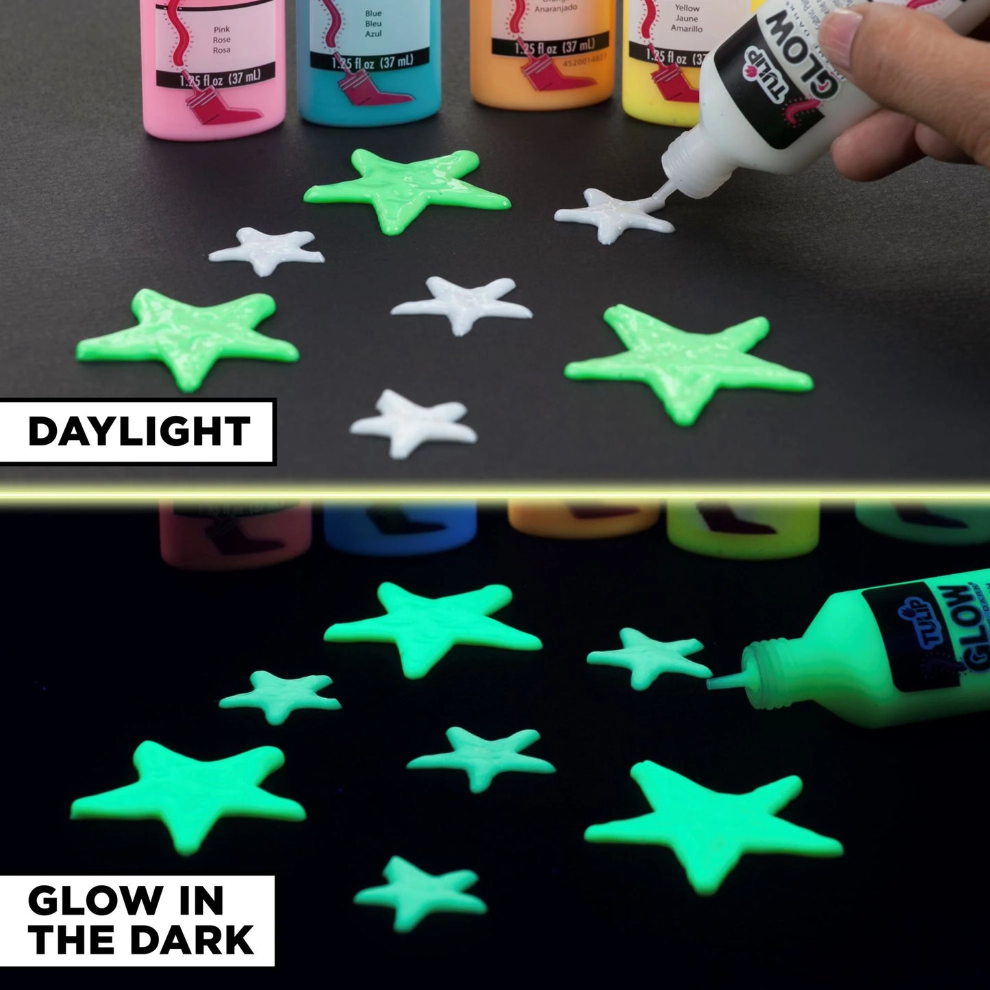 Tulip Puff Paint Glow, Multi-Surface Craft Paint, 1.25 fl oz 6 Pack
