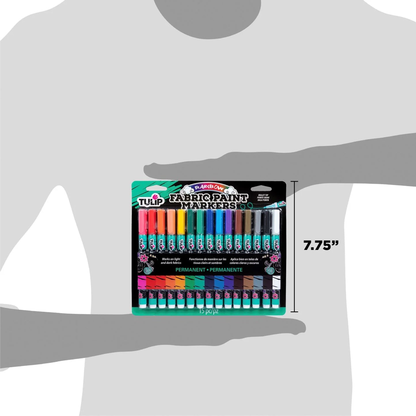 Tulip Bullet-Tip Fabric Paint Markers Rainbow 15 Pack