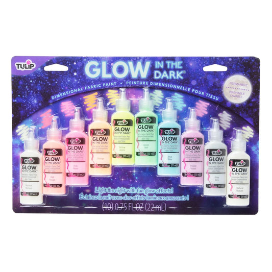 Tulip Puff Paint Glow, Multi-Surface Craft Paint, .75 fl. oz. 10 Pack