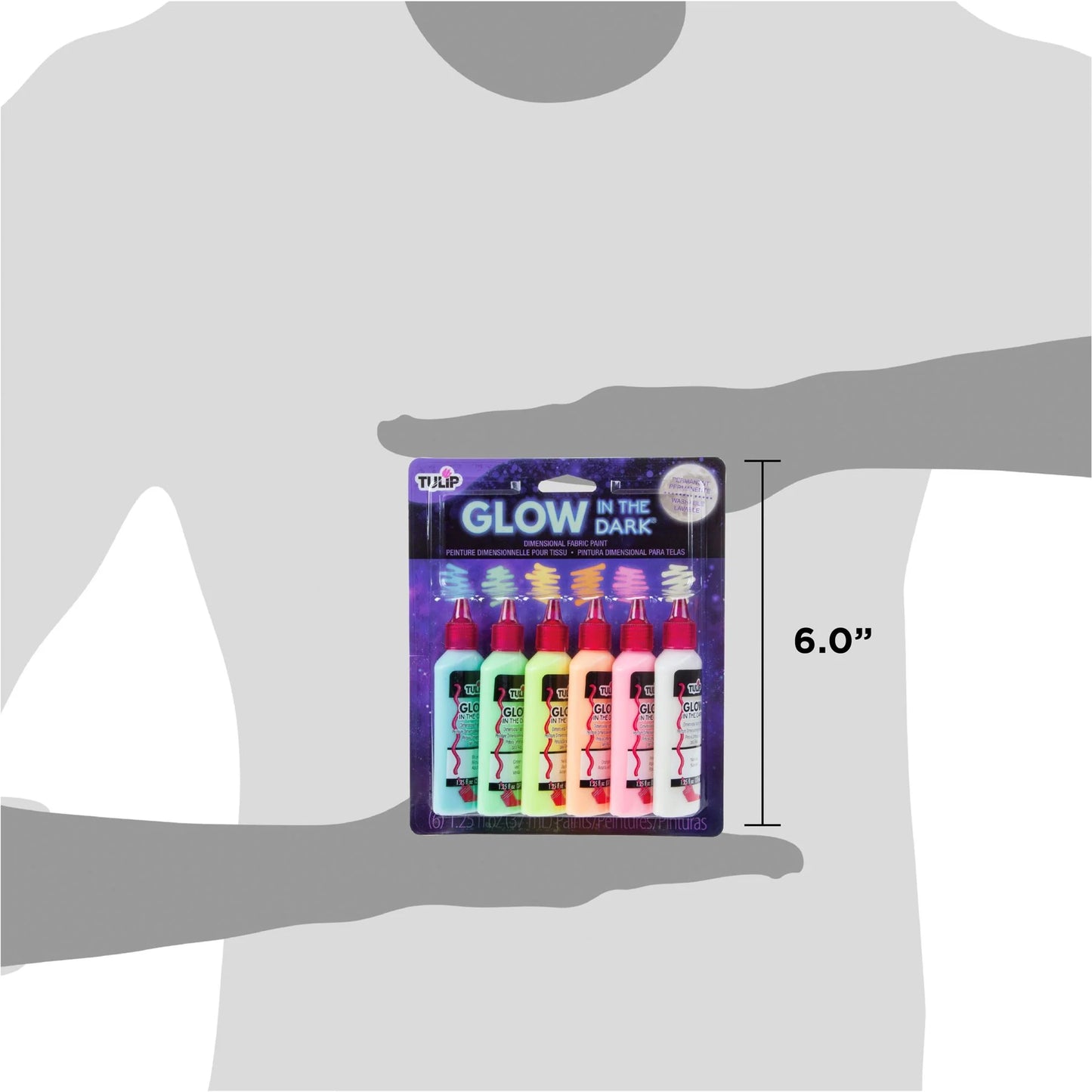 Tulip Puff Paint Glow, Multi-Surface Craft Paint, 1.25 fl oz 6 Pack