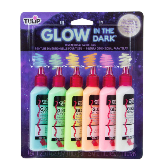 Tulip Puff Paint Glow, Multi-Surface Craft Paint, 1.25 fl oz 6 Pack