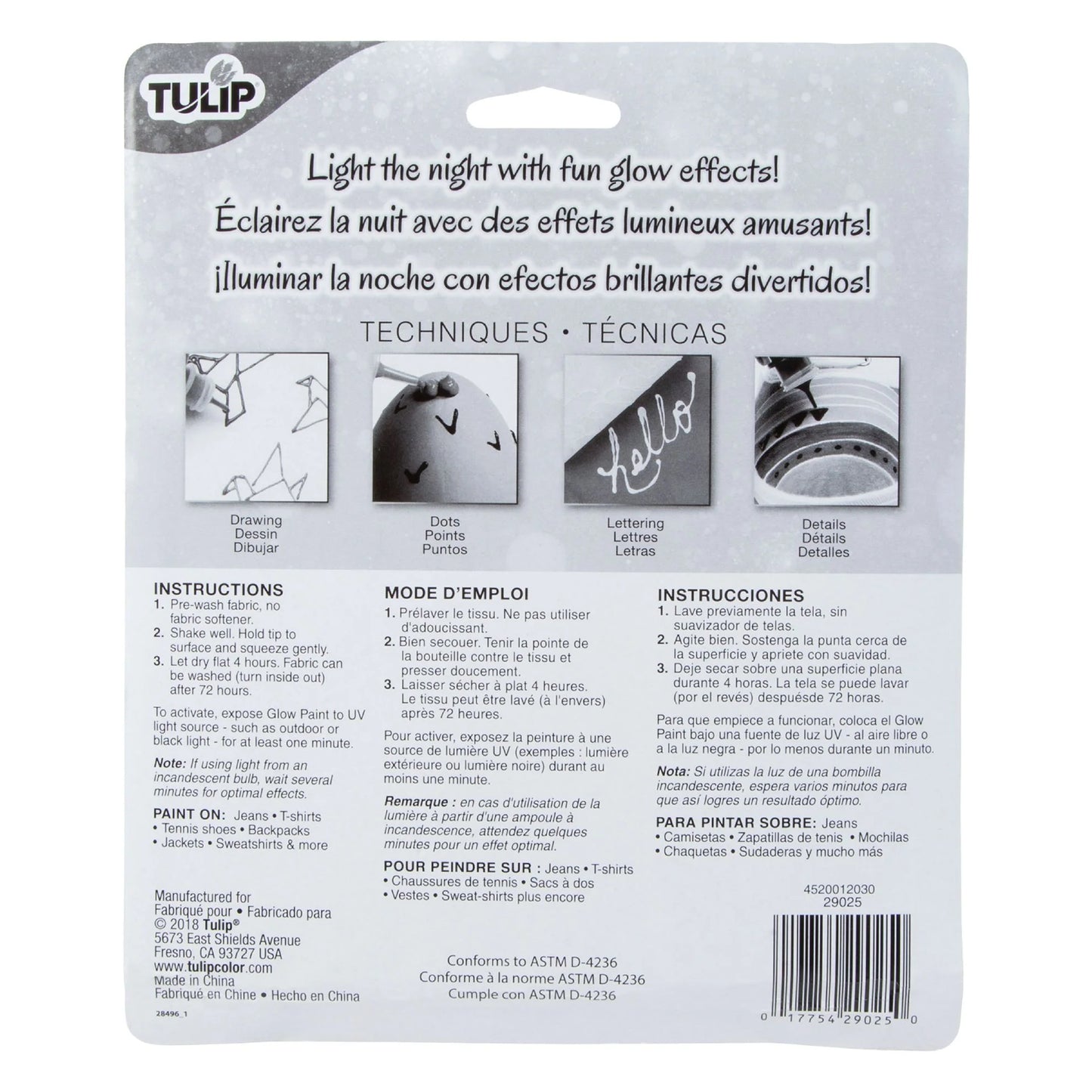 Tulip Puff Paint Glow, Multi-Surface Craft Paint, 1.25 fl oz 6 Pack