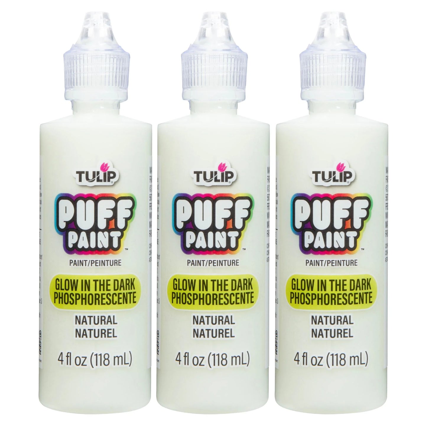 Tulip Puff Paint Glow Natural, Multi-Surface Craft Paint, 4 fl. oz. 3 Pack