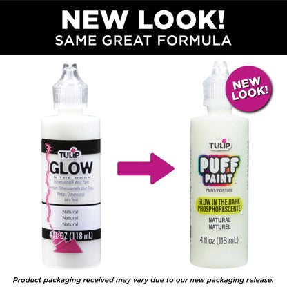 Tulip Puff Paint Glow Natural, Multi-Surface Craft Paint, 4 fl. oz. 3 Pack
