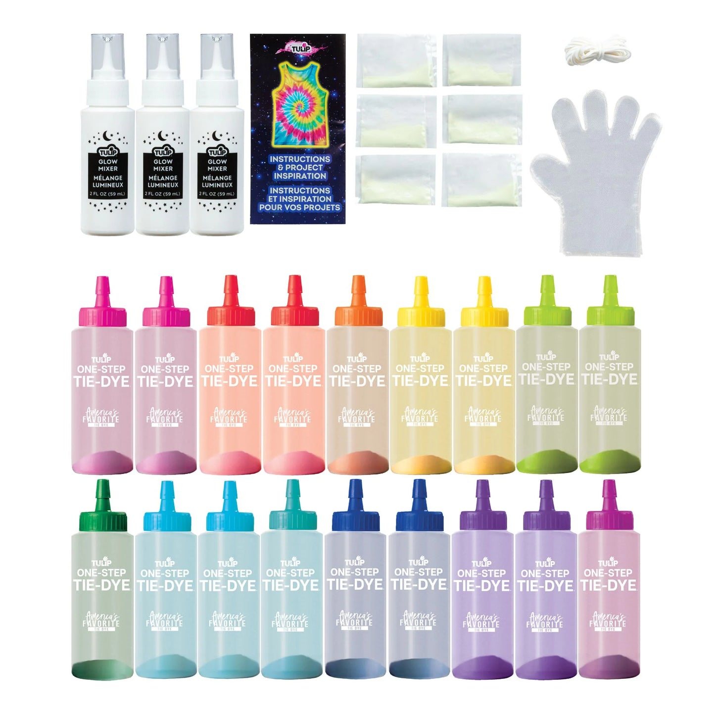 Tulip Glow Tie-Dye Party Kit, 18 Dye Bottles & Glow Mixer