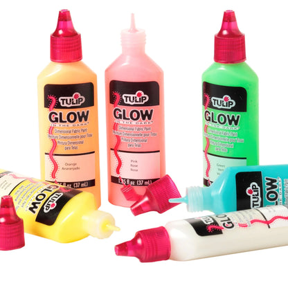 Tulip Puff Paint Glow, Multi-Surface Craft Paint, 1.25 fl oz 6 Pack